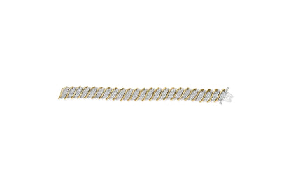 10K Yellow Gold 6.00 Cttw Pave Diamond S-Link Wave Link Bracelet