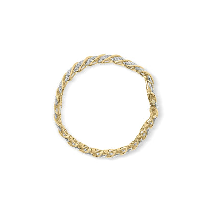 10K Yellow Gold 6.00 Cttw Pave Diamond S-Link Wave Link Bracelet